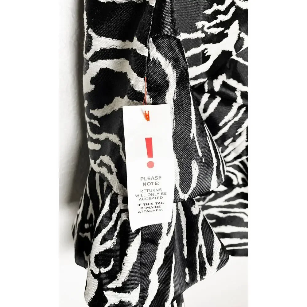 Bardot Women's Zebra Frill Dress Cocktail Mini Adjustable Straps Black White NWT